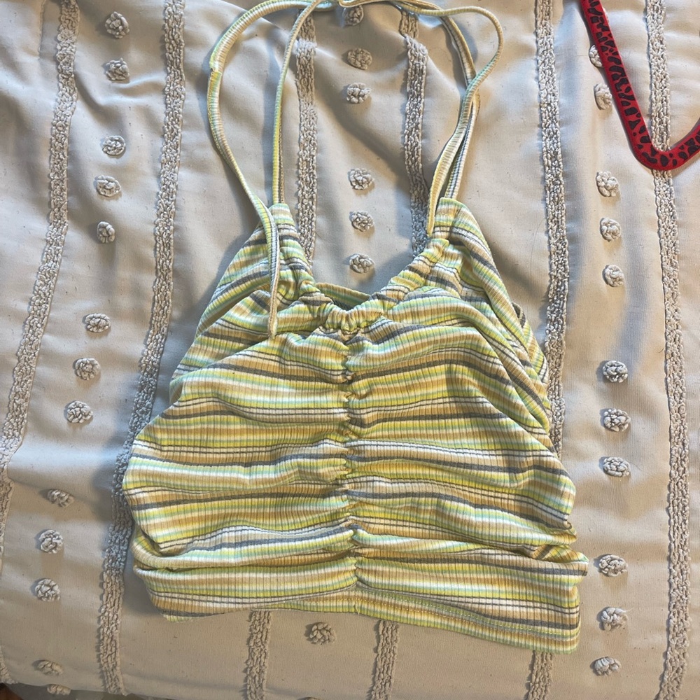 ruched cropped halter top